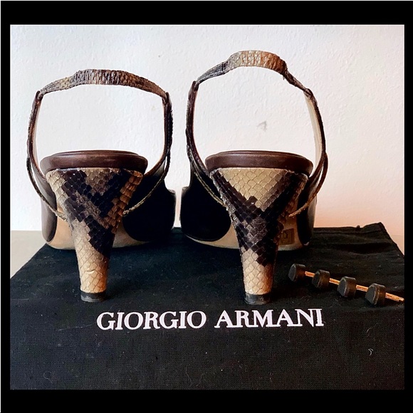 Giorgio Armani Brown/Taupe Python Slingback Heels - Picture 2 of 6